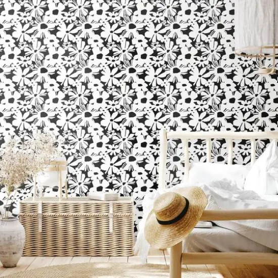 RoomMates Black Daisy Chain Peel & Stick Wallpaper {4}