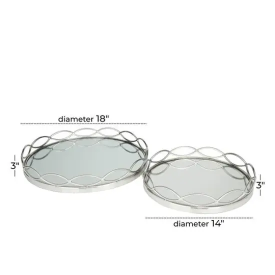 Contemporary Metal Tray Set Silver {6}