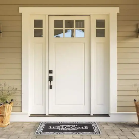 DII&reg; Silver Scroll Border Welcome Rubber Doormat {3}