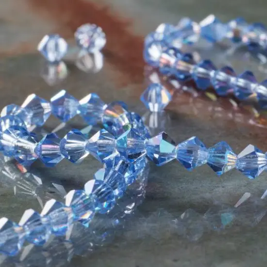 Preciosa Glass Crystal Bicone Beads, 4mm by Bead Landing&trade; Light Sapphire AB {3}