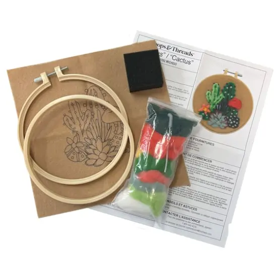 6" Cactus Needle Felting Kit with Hoop by Loops & Threads&reg; {4}