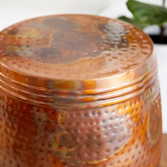 19'' Copper Aluminum Vintage Accent Table {7}