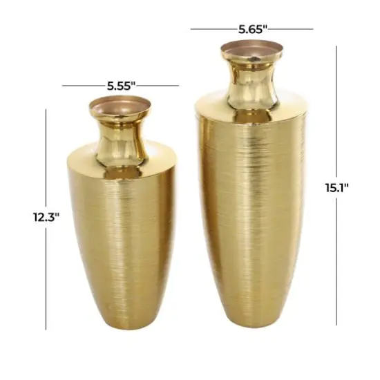 Gold Aluminum Brushed Textured Vase Set {10}