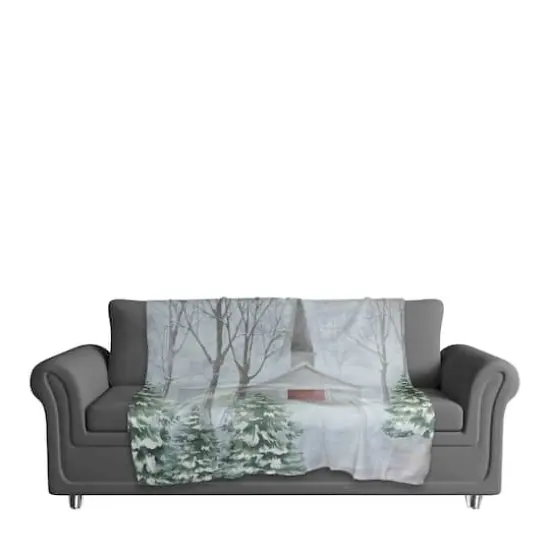 Snowy Church 50" x 60" Sherpa Fleece Blanket {4}