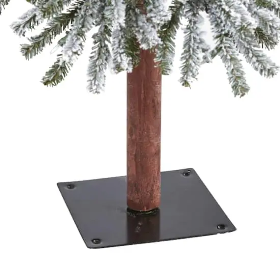 5ft. Pre-Lit Flocked Grand Alpine Artificial Christmas Tree, Clear LED Lights {5}