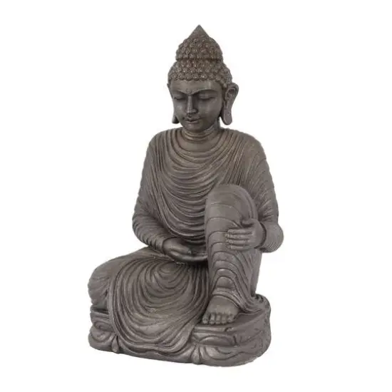 Dark Brown Traditional Buddha Garden Sculpture, 19" x 15" x 36" {1}