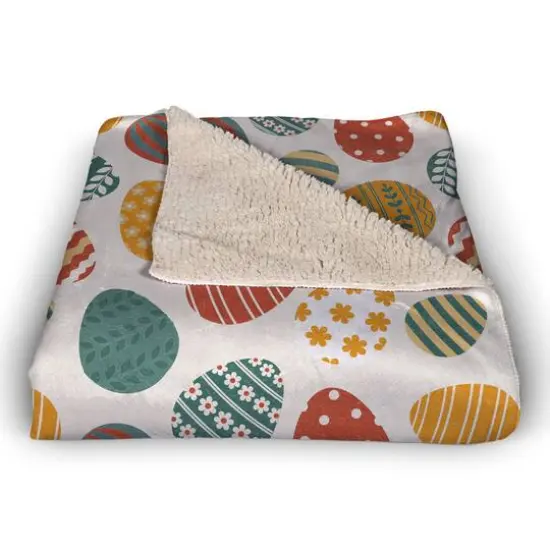 Bold Easter Egg Pattern Blanket 50" x 60" Sherpa Fleece Blanket {3}