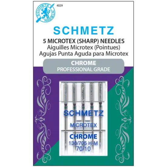 Euro-notions Schmetz Chrome Microtex Machine Needles, 70/10, 5ct. {1}