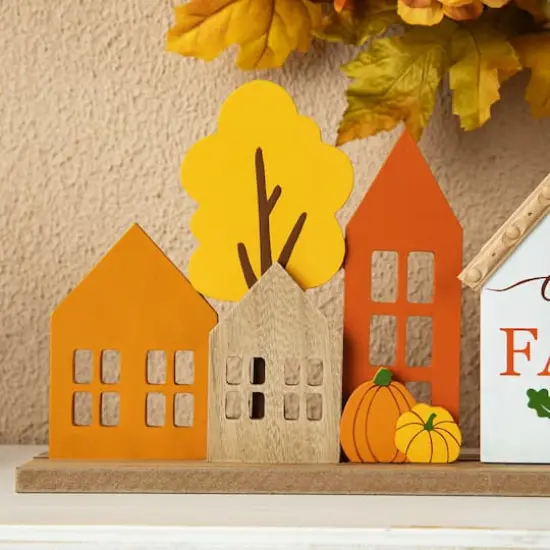 Glitzhome&reg; 20" Fall Wood House Table D&eacute;cor {4}
