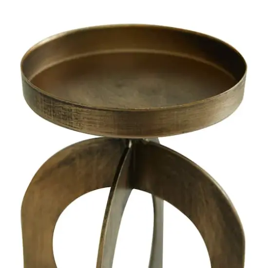 Gold Metal Contemporary Candle Holder Set {4}