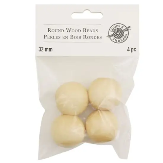 Natural Wood Round Beads by Loops & Threads&reg;, 32mm {1}