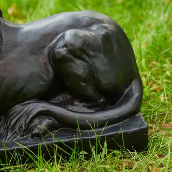 Glitzhome&reg; 22" Lying Guardian Lion Statue Black {7}