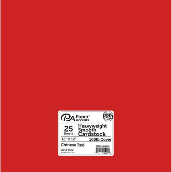 PA Paper™ Accents Smooth 12"x 12" Heavyweight Cardstock, 25 Sheets Chinese Red {1}
