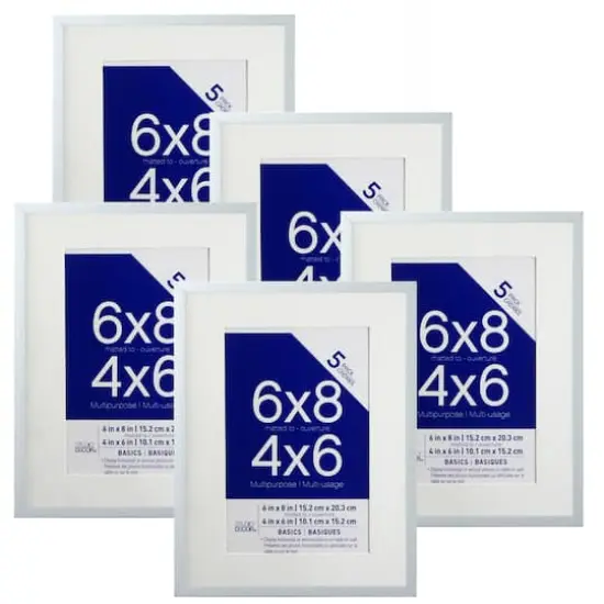 5 Pack 4" x 6" Basics Multipurpose Tabletop Frames by Studio D&eacute;cor&reg; White {1}
