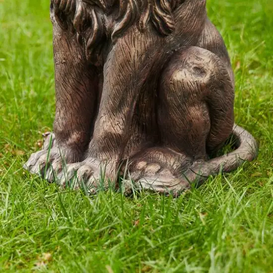 Glitzhome® 2ft. Oversized Bronze Sitting Lion Garden Statue {6}