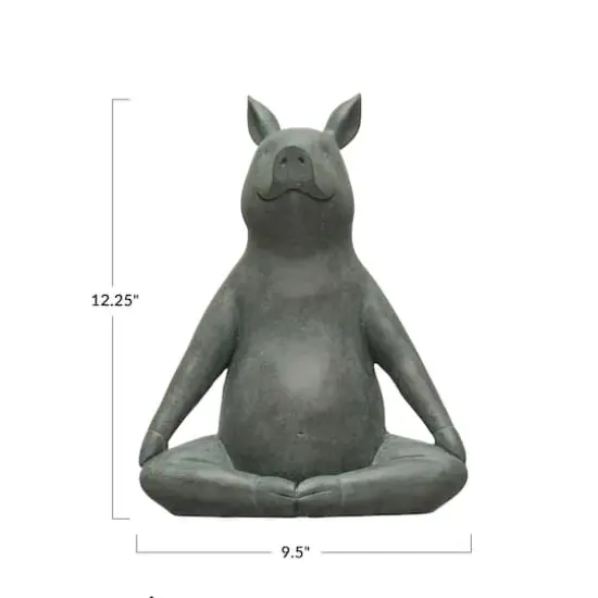 Hello Honey&reg; 12" Gray Yoga Pig Decoration {7}