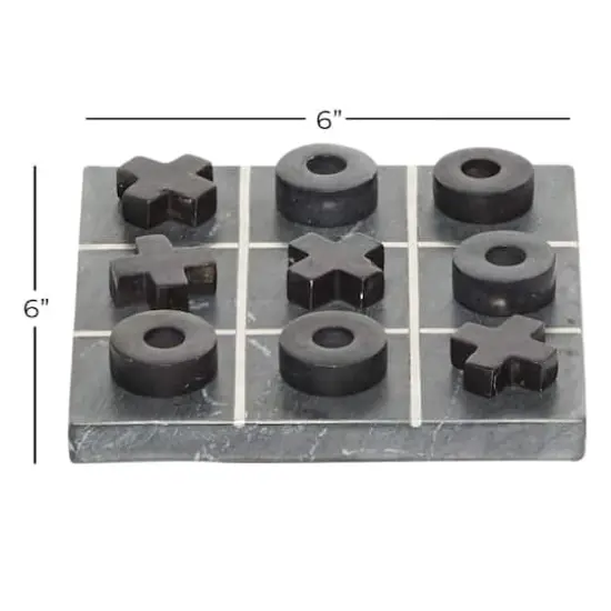 Black Marble Contemporary Tic-Tac-Toe Game Set {7}