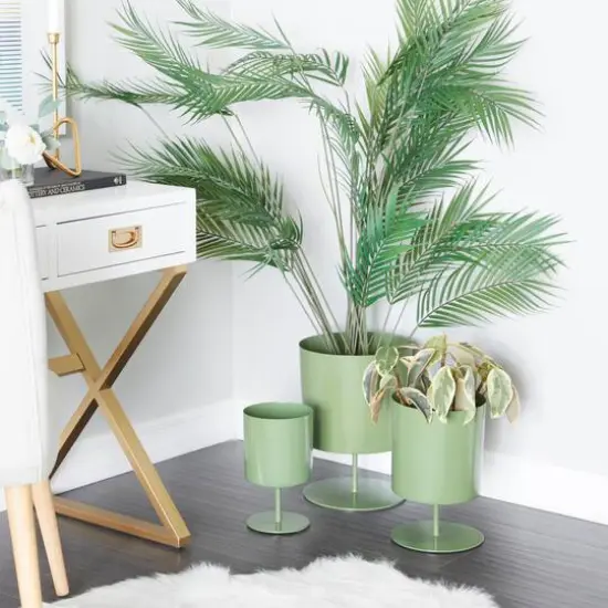 Green Modern Metal Planter Set {10}