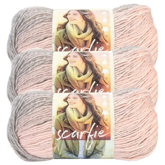 3 Pack Lion Brand&reg; Scarfie Yarn Pink/Silver {1}