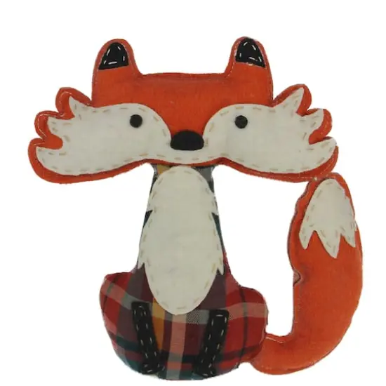 9.5" Orange Plaid Plush Sitting Fox Tabletop D&eacute;cor {1}