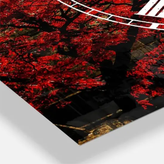 Designart Red Tree on Black & White New York City Street Industrial Multipanel Wall Clock {4}