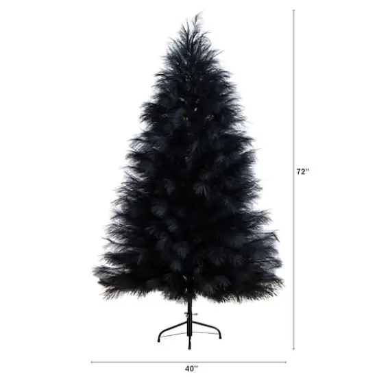 6ft. Artificial Halloween Black Pampas Grass Christmas Tree {3}