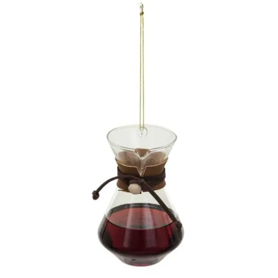 Hello Honey&reg; 3.5" Brown & Black Glass Pour Over Coffee Ornament {1}