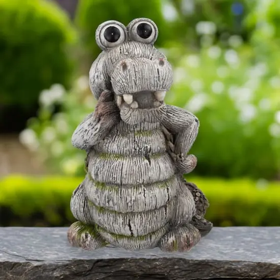 13.25" Posing Crocodile Outdoor Garden Statue {4}