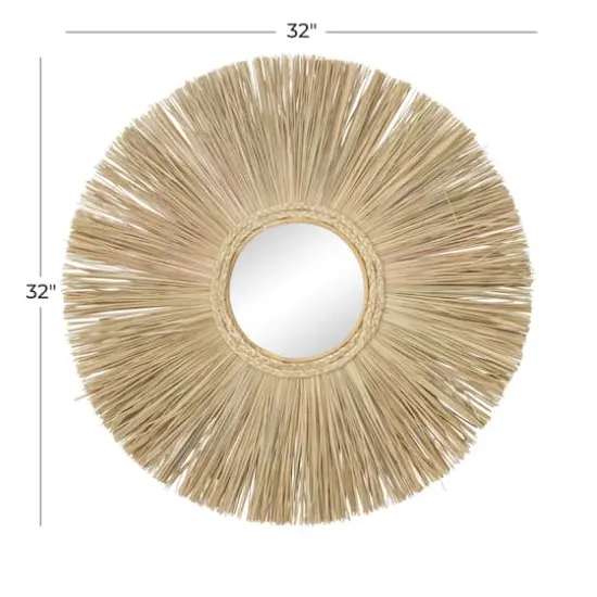 Brown Reed Bohemian Wall Mirror, 32" x 32" x 2" {6}