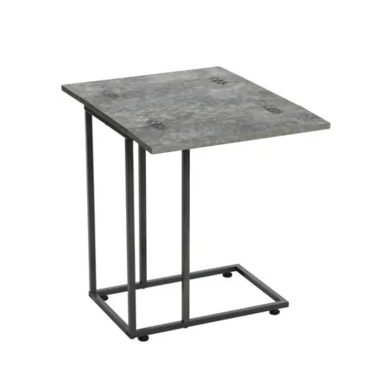 Household Essentials Jamestown Extendable C-Shaped End Table Gray {7}