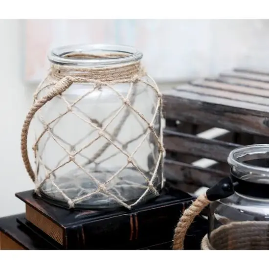 8" Glass Coastal Candle Holder Lantern {8}