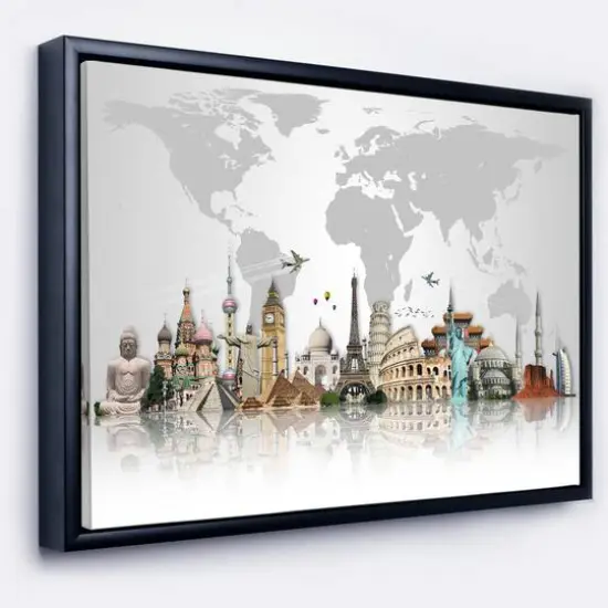 Designart - Famous Monuments Across World - Large Framed Canvas Art Print Gold {2}