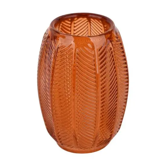 5" Vintage-Style Leaf-Textured Glass Candle Holder by Ashland&reg; Orange {4}
