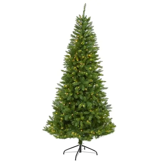 6.5ft. Pre-Lit Green Valley Fir Artificial Christmas Tree with Clear LED Lights {1}
