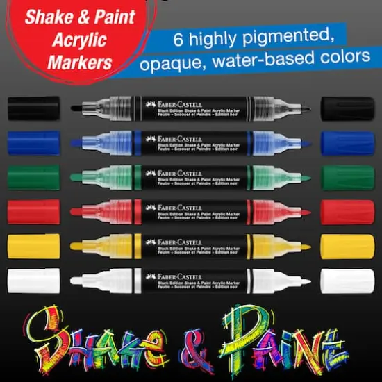 Faber-Castell&reg; Black Edition Classic Colors Shake & Paint Markers {3}
