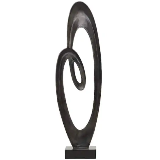 52" Aluminum Swirl Abstract Sculpture with Black Base {5}