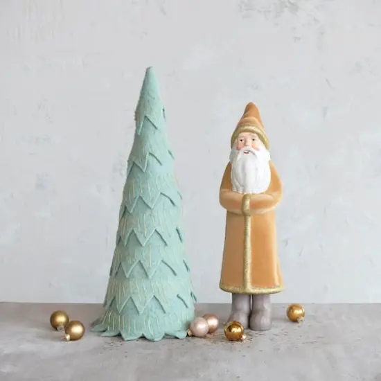 Hello Honey® Mint Green Layered Wool Felt Tree Set with Gold Metallic Stitching {4}
