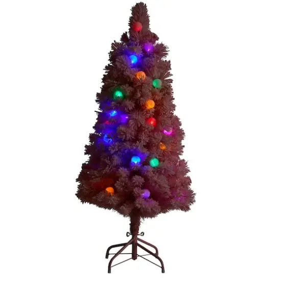 4ft. Pre-Lit Frosted Pink Cashmere Artificial Christmas Tree, Multicolor LED Lights {4}