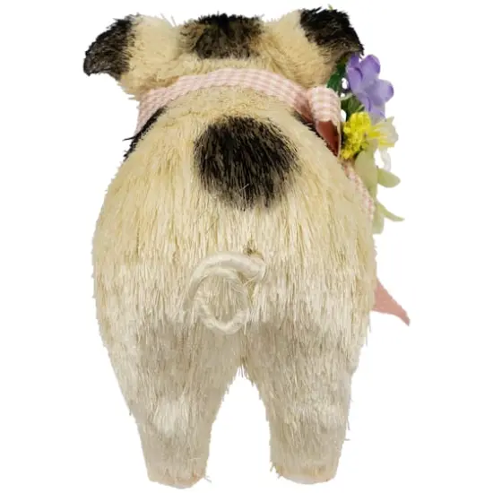 9" Spotted Piglet with Bow and Flowers Spring Figurine {6}