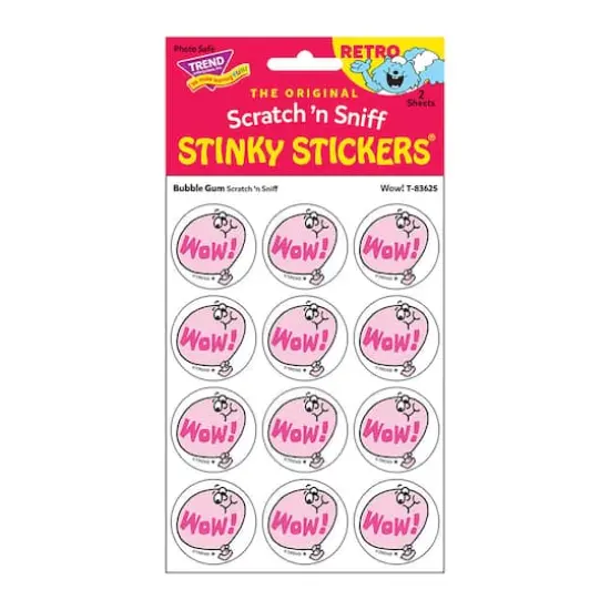 TREND Enterprises&reg; Wow! Bubble Gum Scented Stickers, 6 Packs of 24 {3}