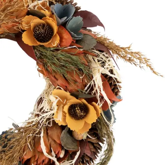 12" Sunflower & Straw Artificial Fall Harvest Wreath {3}