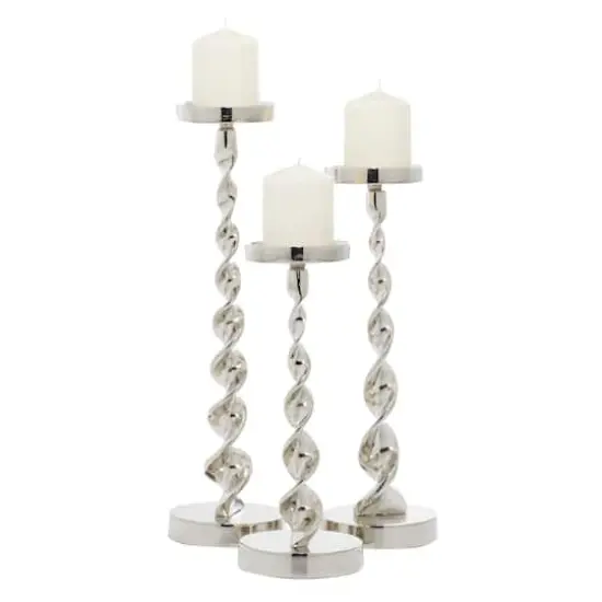 Silver Aluminum Candle Holder Set {1}