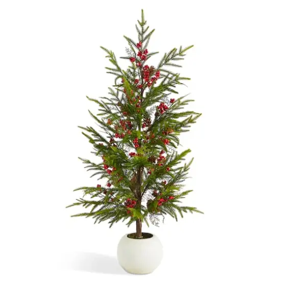 Glitzhome&reg; 37.5"H Chirstmas Greenery Pine Porch Tree with Berries {1}