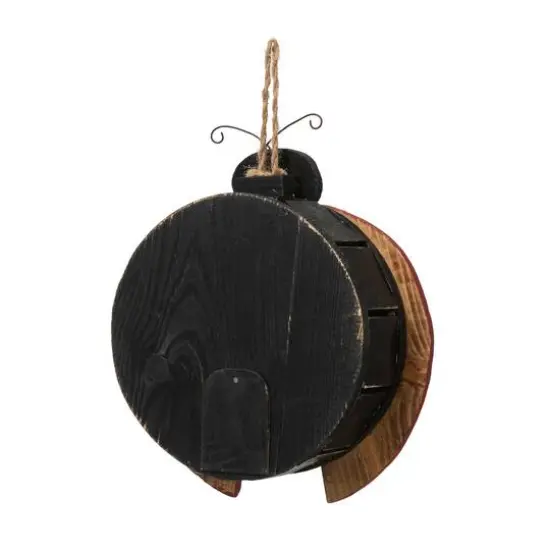 Glitzhome&reg; 11.5" Distressed Wood Ladybug Birdhouse {6}