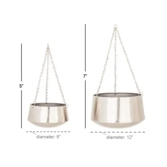 Silver Metal Glam Planter Set, 5" & 7" {5}