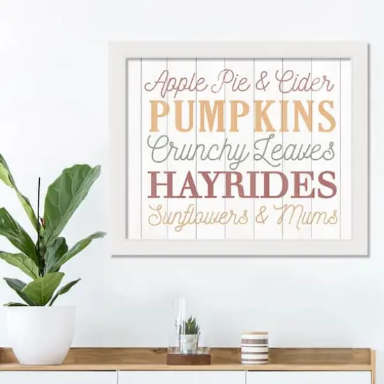 Fall Words White Framed Print Wall Art {4}
