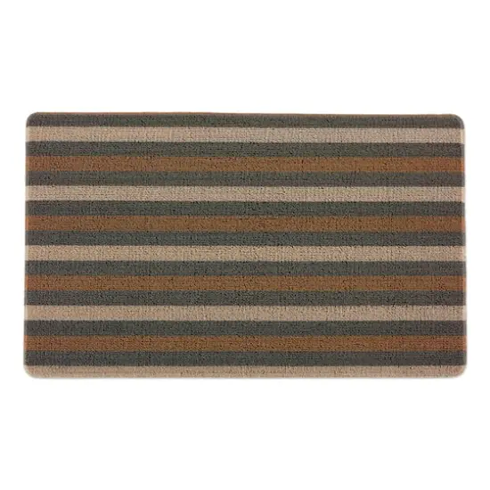 Brown Bangal Stripe Tufted Loop Textilene Mat {1}