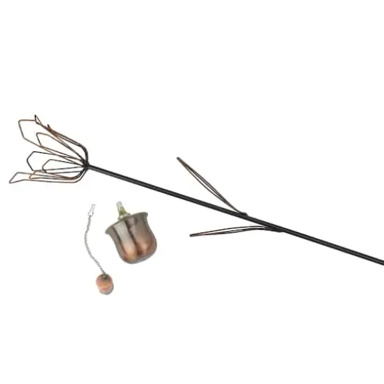 30" Brushed Copper Flower Oil Lamp Patio Torch {5}