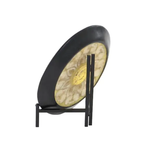 16" Gold Polystone Traditional Decorative Plate with Stand {3}