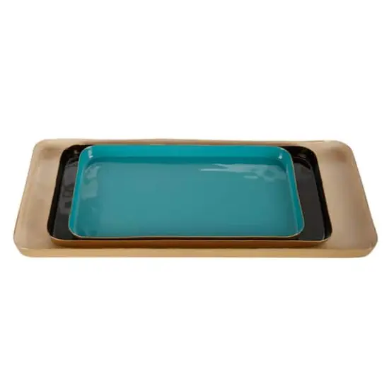 Multi Colored Metal Contemporary Tray Set {4}